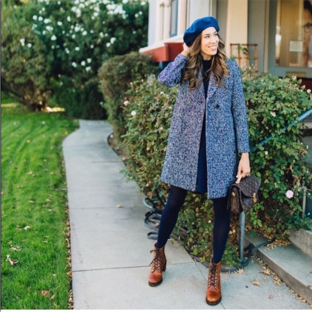 J.Crew Daphne blue tweed coat topcoat size 6